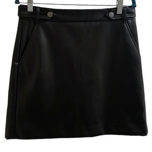 Loft - Black Vegan Leather Skirt - Size 6
